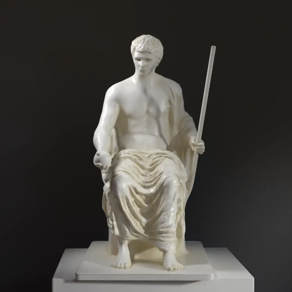Statue von Augustus als Jupiter, gefertigt aus hochwertigem Harz mit Marmor- und Bronze-Effekt.