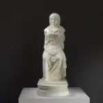 Replik der Statue der sitzenden Minerva, die die Göttin in klassischer Pose darstellt.