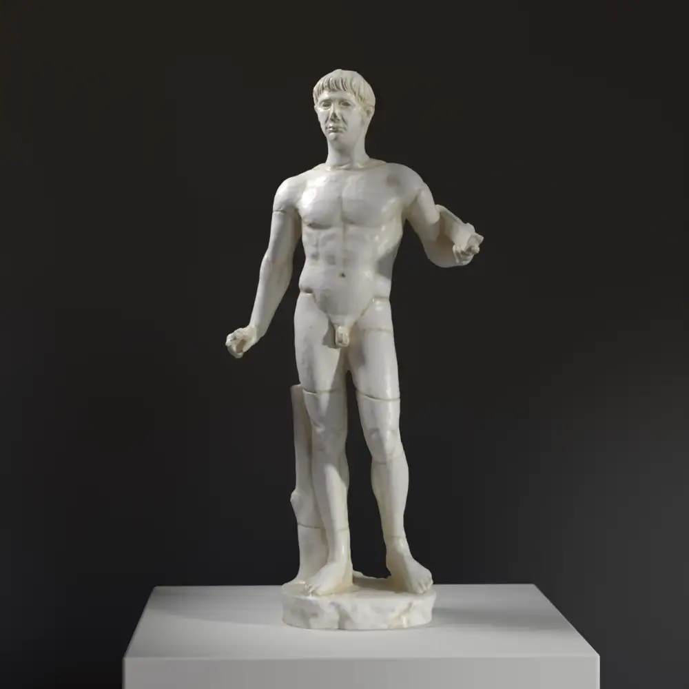 Statue des römischen Kaisers Trajan aus hochwertigem Harz mit Patina-Effekt.