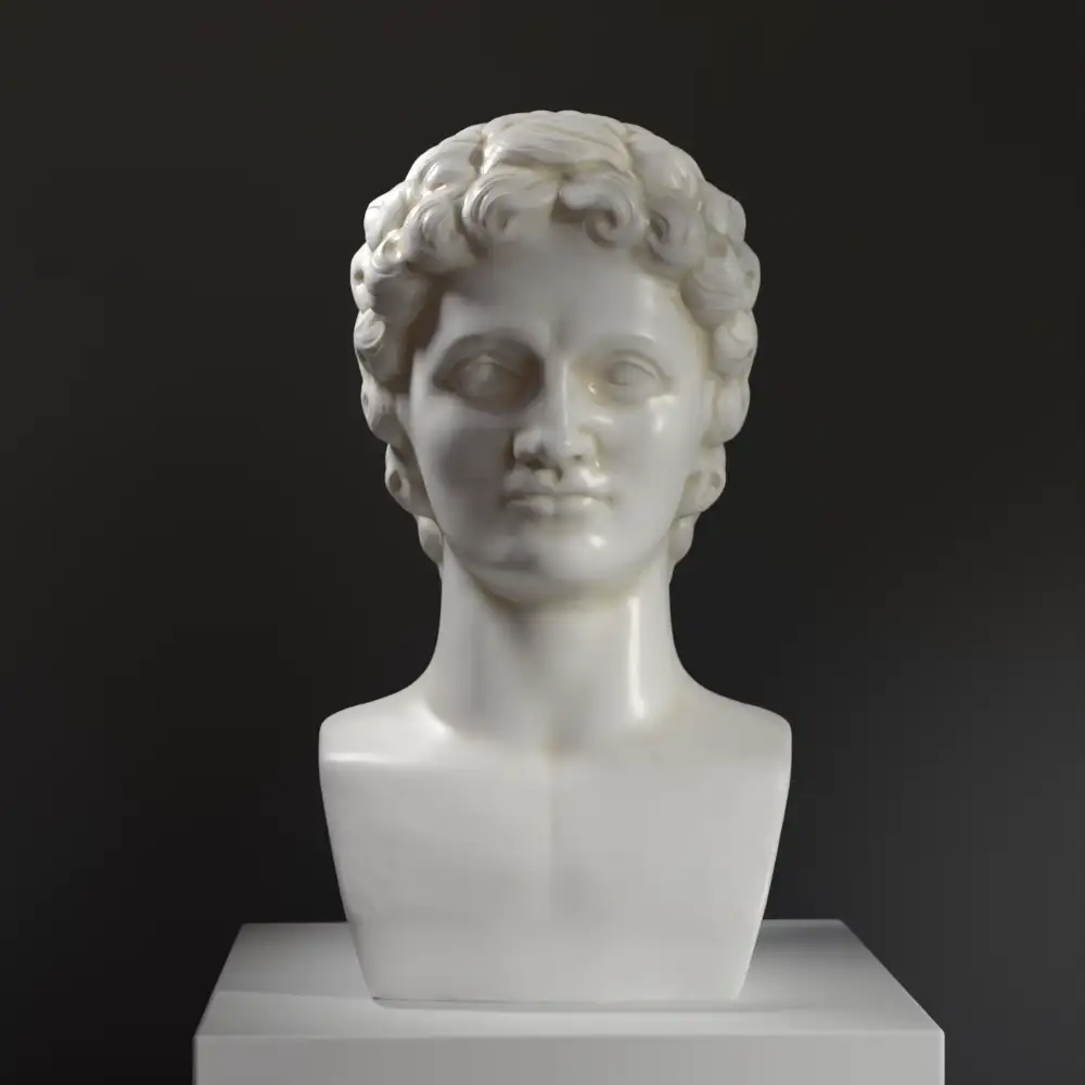 Büste des zweigesichtigen Janus mit beeindruckendem Marmor- und Bronze-Patina-Effekt.