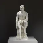 Skulptur von Odysseus und Kalypso, detailreiche Darstellung der klassischen Mythologie.
