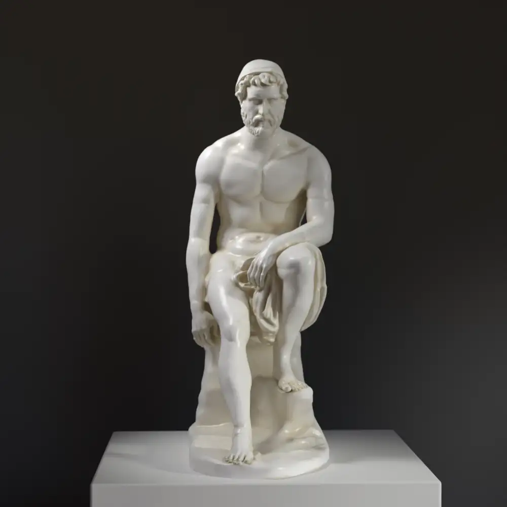 Skulptur von Odysseus und Kalypso, detailreiche Darstellung der klassischen Mythologie.