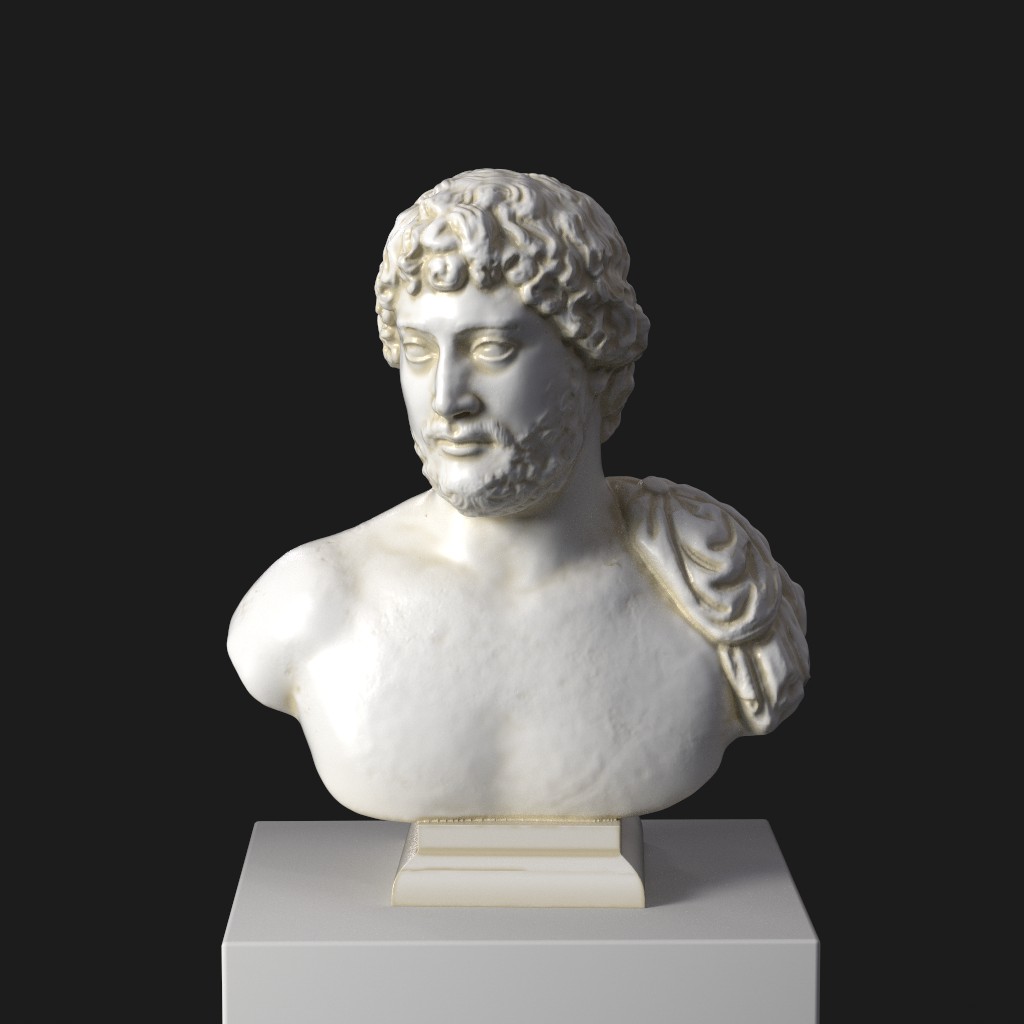 Büste des Kaisers Hadrian aus hochwertigem Harz mit Patina.