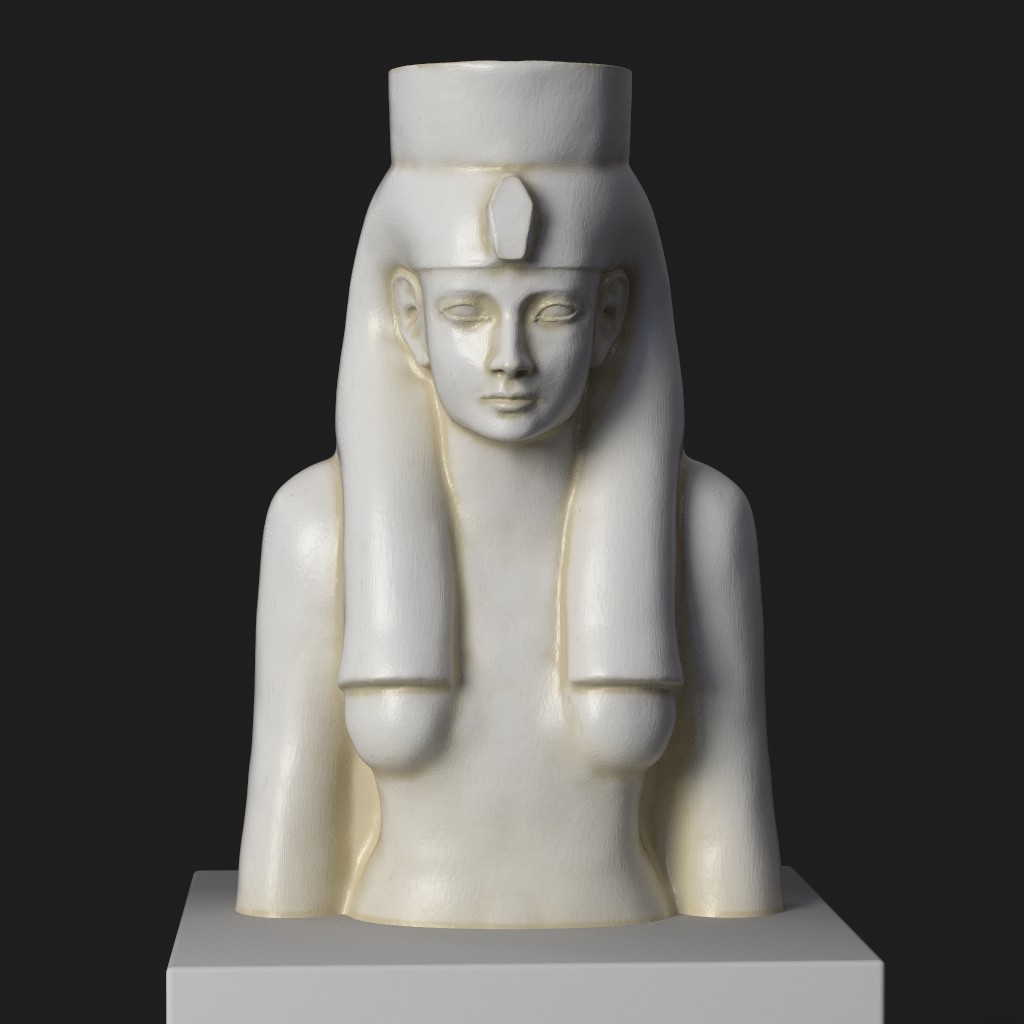 Skulptur der Göttin Hathor aus hochwertigem Harz, detailreich und kunstvoll gestaltet.