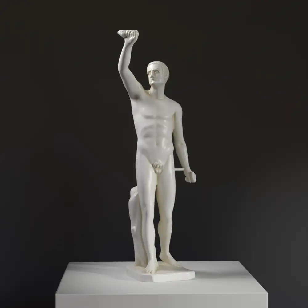 Replik der Skulptur von Perseus, der über Medusa siegt, mit abgetrenntem Kopf der Gorgone.