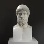 Büste eines Mannes auf einem Herm, bekannt als Anacreon, detailreiche Darstellung.