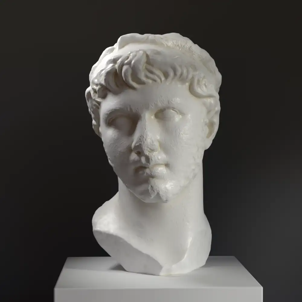 Büste von Ptolemaios von Mauretanien, detailreiche Nachbildung einer antiken Skulptur.