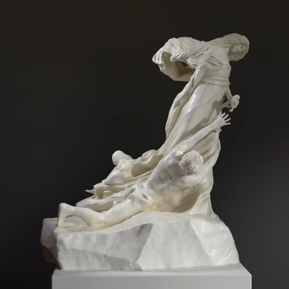 Skulptur des Verfolgens des Traums mit einem Mann und einer Frau.