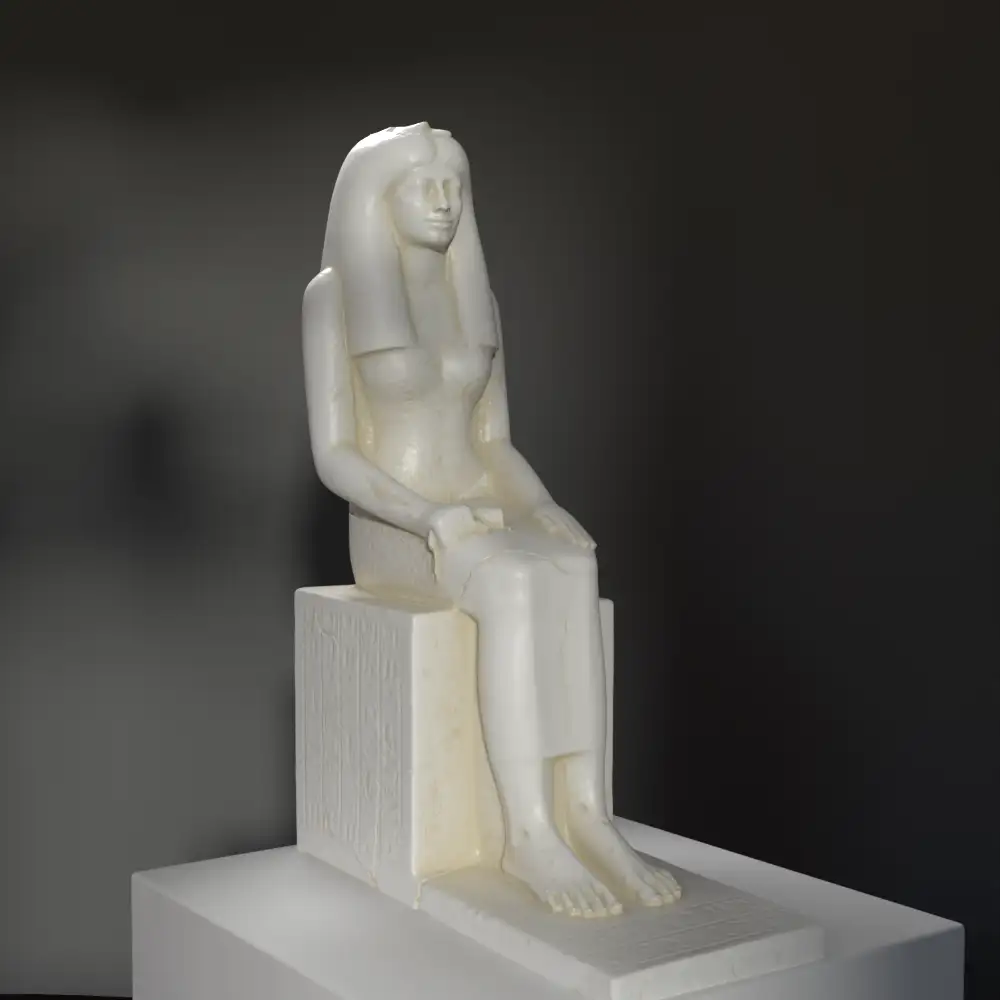 Statue von Lady Sennuwy, die eine elegante Frau in traditioneller Kleidung darstellt.