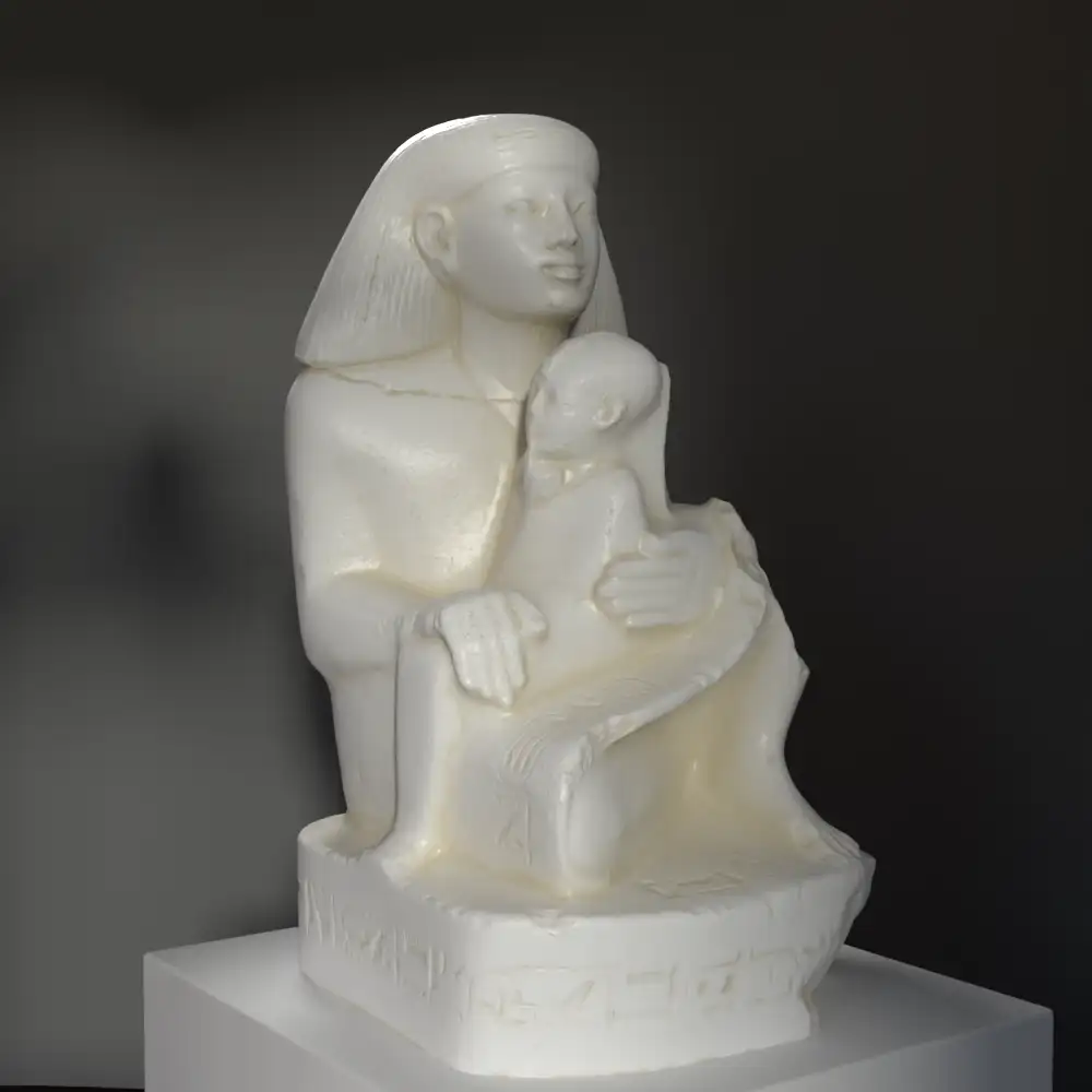 Nachbildung der Statue von Senenmut und Nefrure aus hochwertigem Harz.