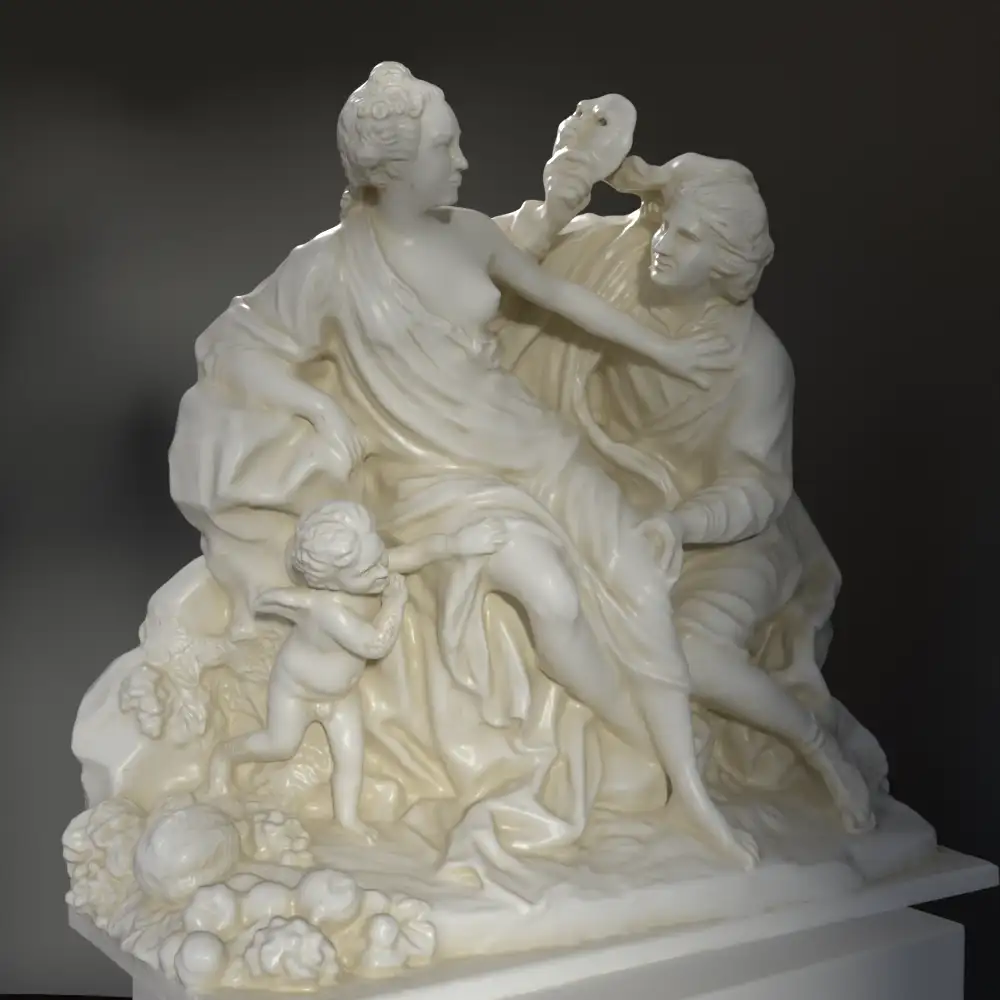 Skulptur von Vertumnus und Pomona im Louvre Paris, detailreiche Darstellung der Mythologie.