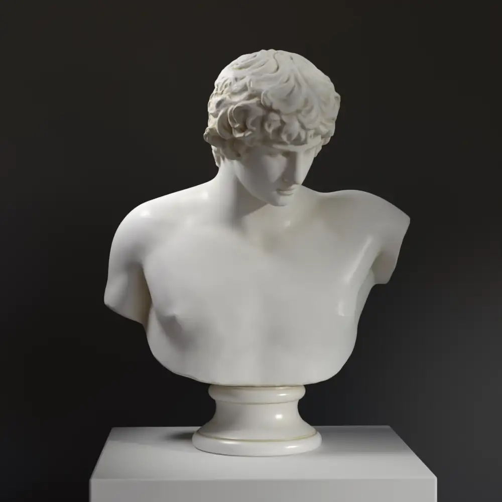 Büste von Antinous Ecouen aus hochwertigem Harz mit Patina.