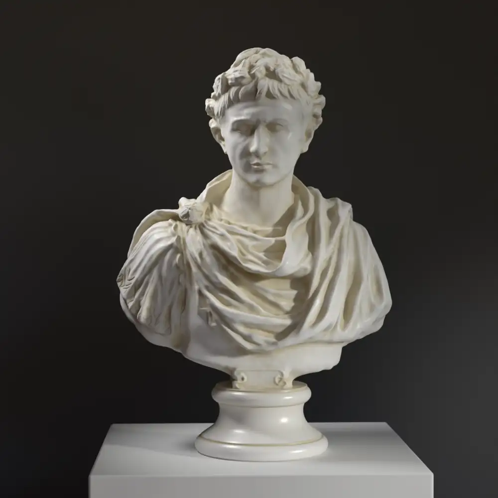 Büste von Octave Auguste, eine exquisite Nachbildung aus Resin.