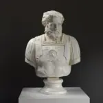Büste eines Mannes aus hochwertigem Harz mit Marmor- und Bronzeoptik.