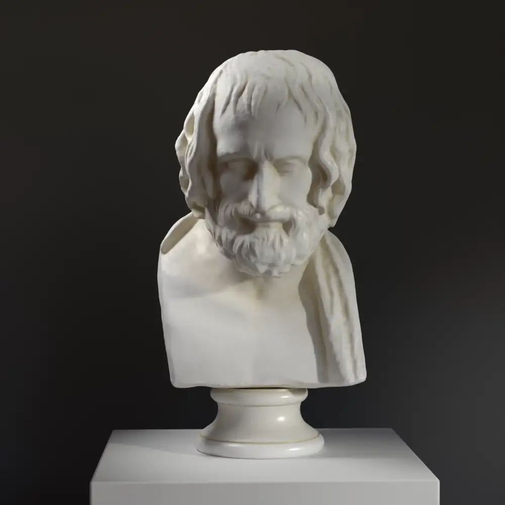 Büste von Euripides aus hochwertigem Harz mit Marmor- und Bronze-Patina-Effekt.