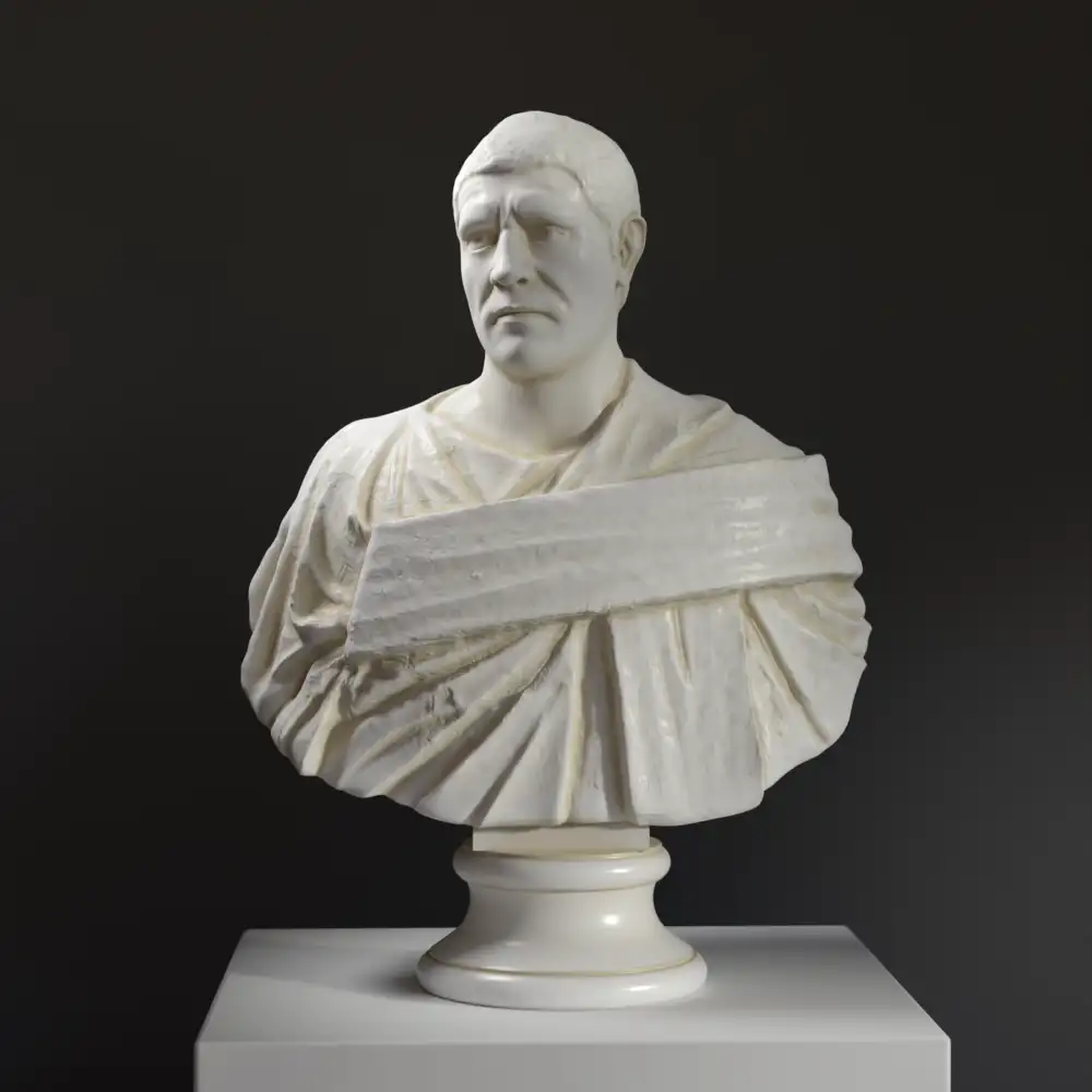 Büste des Kaisers Philipp des Arabers aus hochwertigem Harz mit Marmor- und Bronze-Patina.