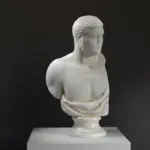 Büste eines Römers, handbemalt mit Marmor- und Bronze-Patina-Effekt.