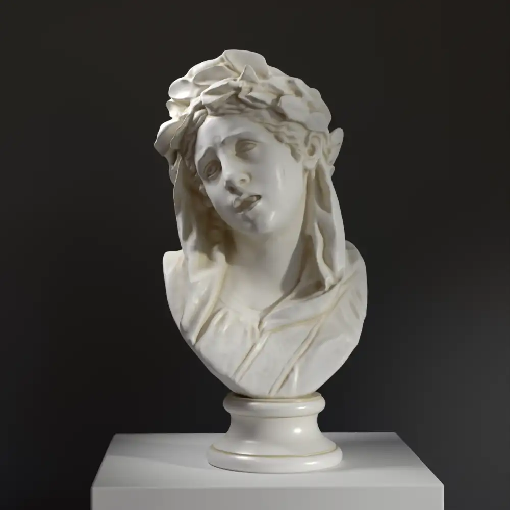 Büste von Der Schmerz im Louvre Paris, eine Replik des Marmorkunstwerks von Étienne-Pierre-Adrien Gois.