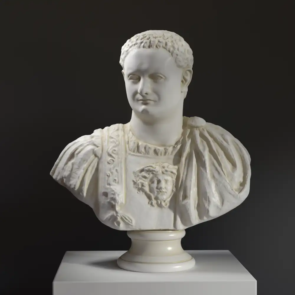 Büste von Titus, römischer Kaiser, aus hochwertigem Harz gefertigt.