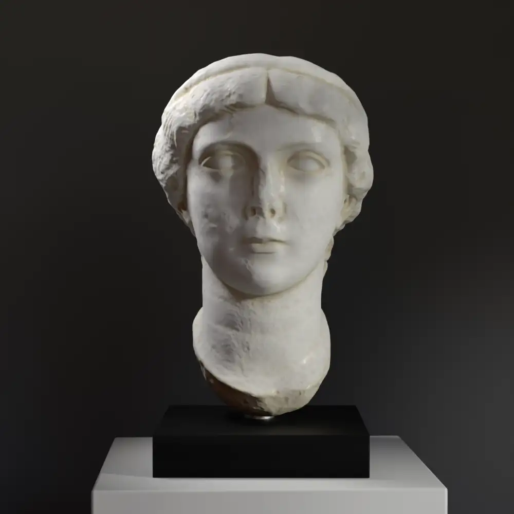 Büste von Antonia Minor, detailreiche Replik aus hochwertigem Harz mit Marmor- und Bronze-Effekt.