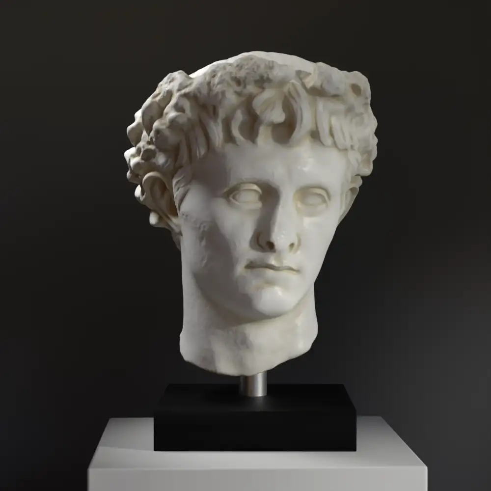 Büste des Augustus mit der Bürgerkrone, antike römische Skulptur.