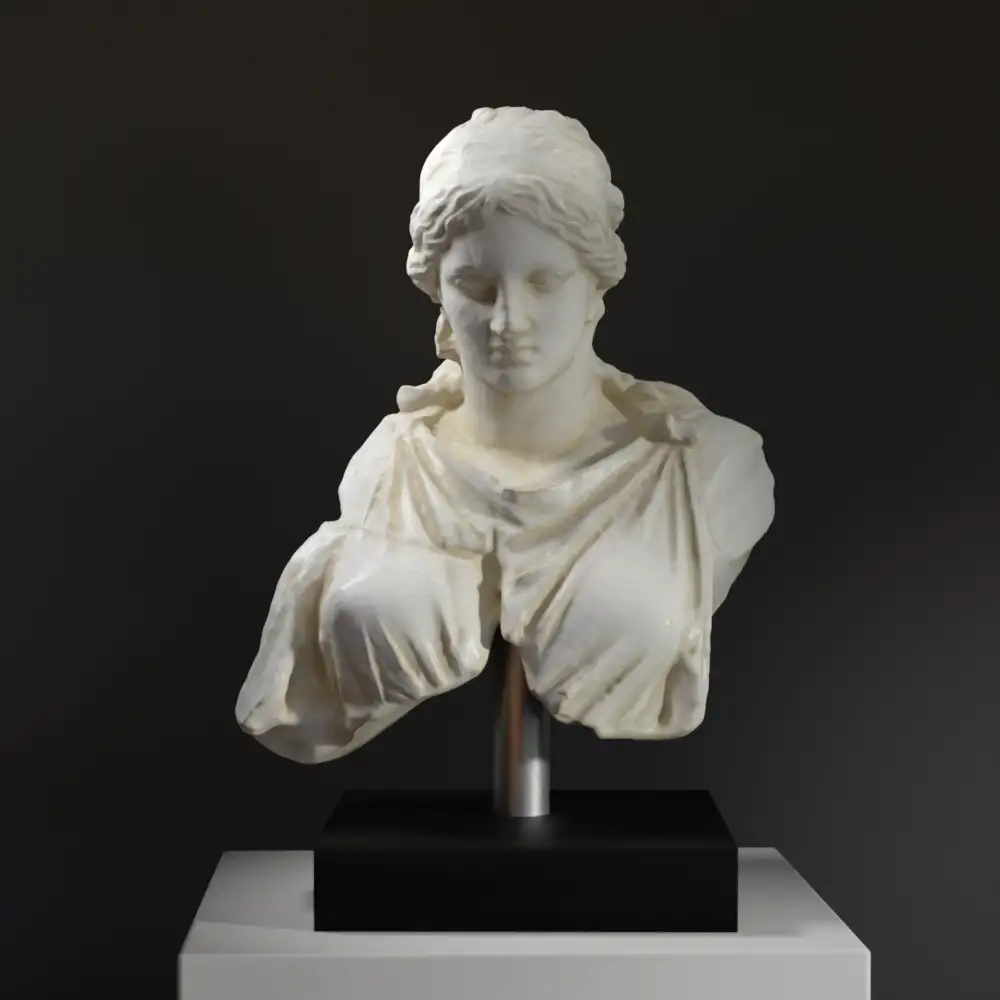 Büste einer Frau Artemis aus hochwertigem Harz mit eleganter Patina.