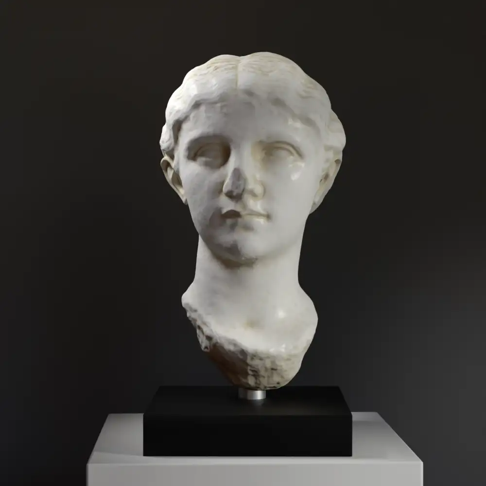 Büste des Kopfes, zugeschrieben Antonia Minor, detailreiche Replik.