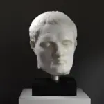 Büste von Caligula aus hochwertigem Harz mit Marmor- und Bronze-Patina.