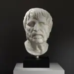 Büste von Hesios, detailreiche Replik im klassischen Stil.