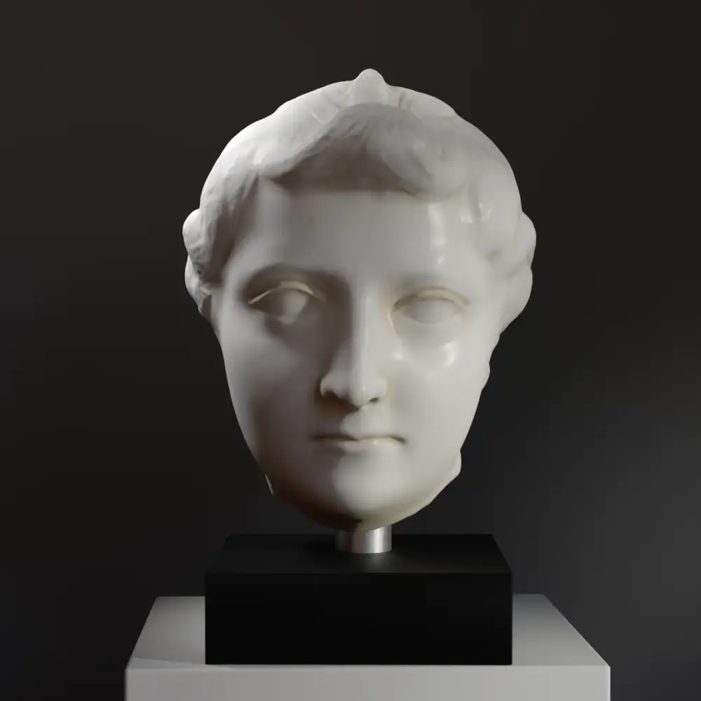 Büste von Livia mit eleganter Frisur und feinen Details.