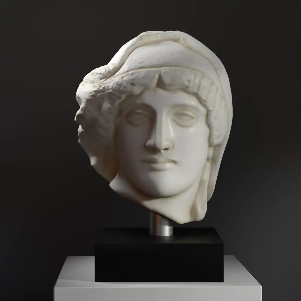 Büste von Penelope mit detaillierten Locken und elegantem Schleier.