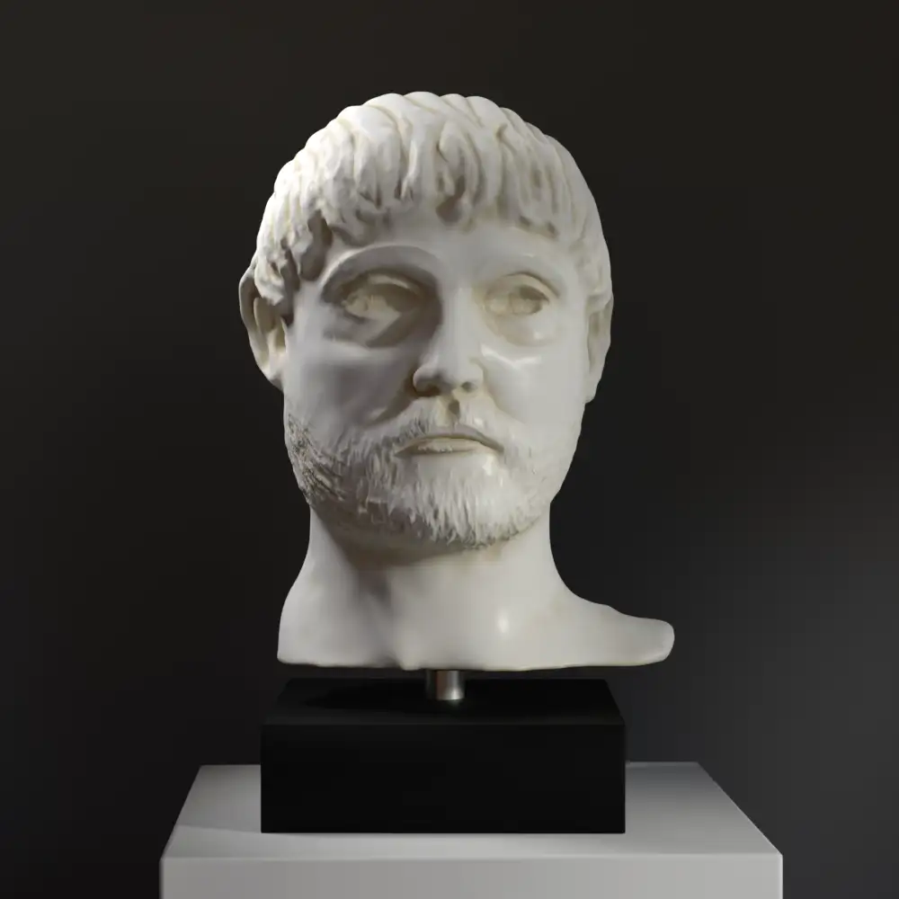 Skulptur des Magistrats im Petit Palais Paris, detailreiche Replik.