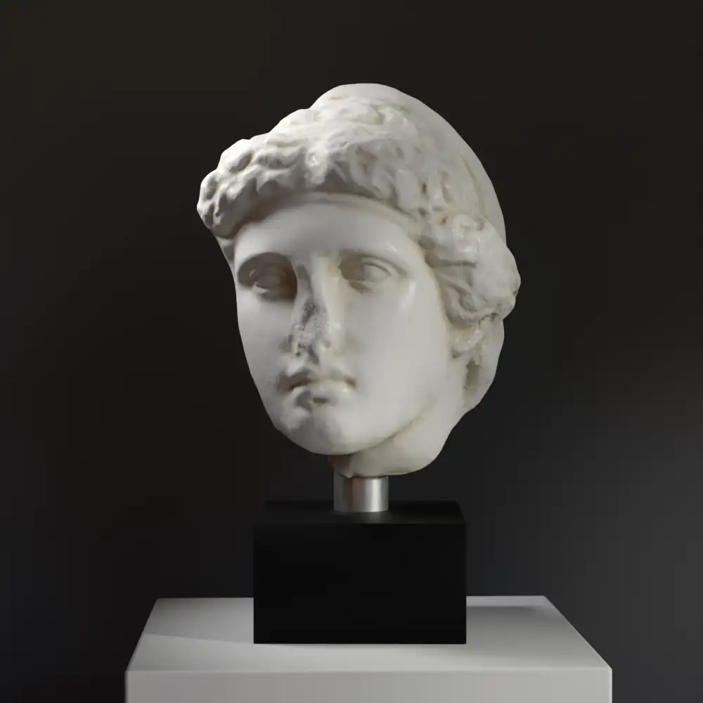 Büste eines verhüllten weiblichen Kopfes von einer athenischen Grabstele im British Museum.