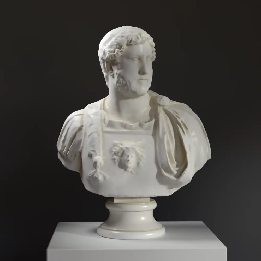 Büste von Hadrian, römischer Kaiser, aus hochwertigem Harz mit Patina-Finish.