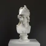 Büste von Athena Pallas aus hochwertigem Harz mit Marmor- und Bronze-Patina-Effekt.