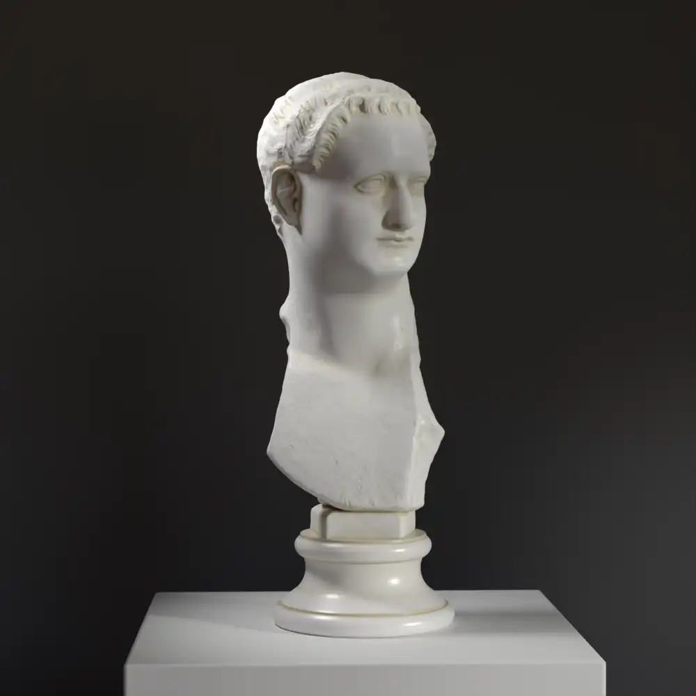 Büste von Domitian, römischer Kaiser, aus hochwertigem Harz gefertigt.