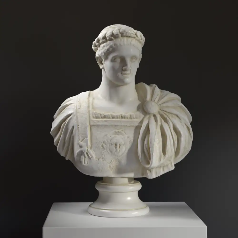 Büste von Domitian im Louvre Paris, detailreiche Skulptur aus hochwertigem Harz.