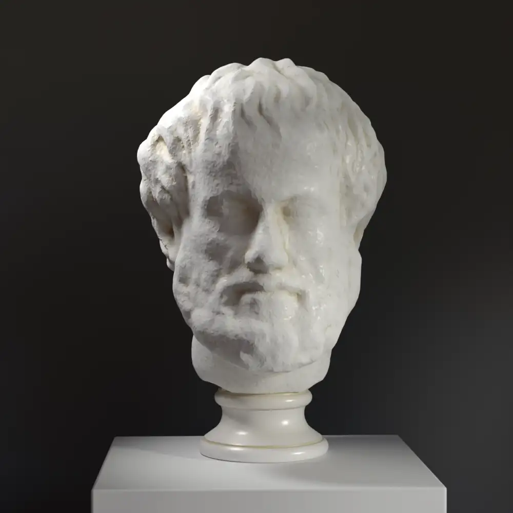 Büste von Aristoteles in hochwertiger Ausführung mit Marmor- und Bronze-Patina.