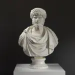Büste des männlichen Porträts von Lucius Verus, detailreiche Replik mit Marmor- und Bronze-Patina.