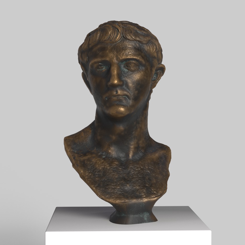 Busto de Druso el Mayor en resina con acabado de mármol y bronce.