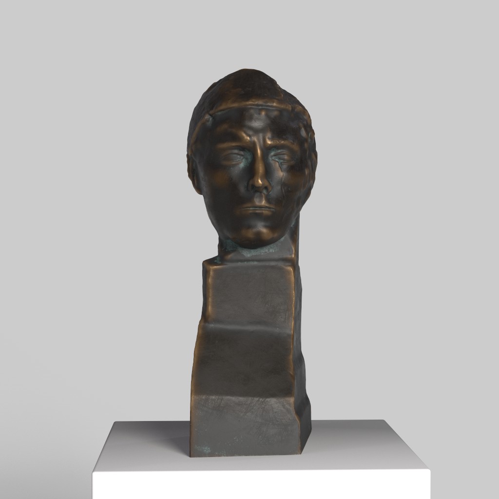 Busto de la Cabeza de Apolo en resina con acabado de mármol y bronce.