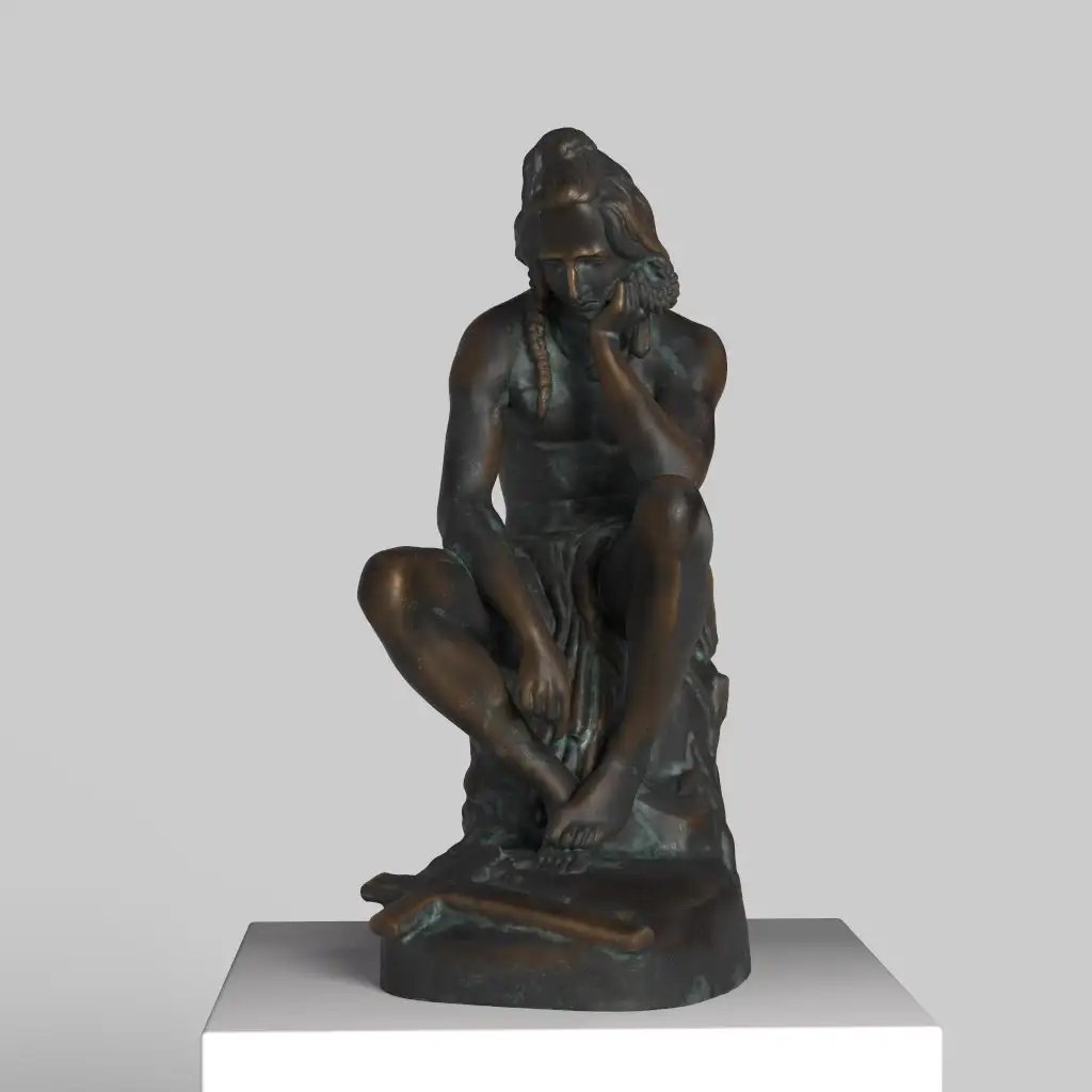 Escultura de Chactas Meditando sobre la Tumba de Atala en el Musée des Beaux-Arts de Lyon.