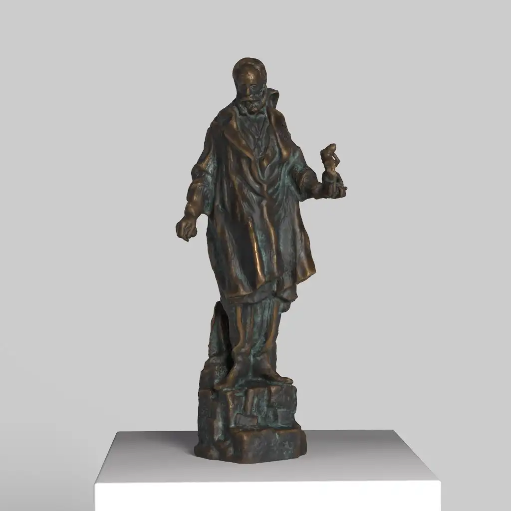 Escultura de Carpeaux en el trabajo, mostrando detalles intrincados y una expresión dinámica.