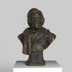 Busto de Delacroix en resina de alta calidad, pintado para replicar mármol y bronce.