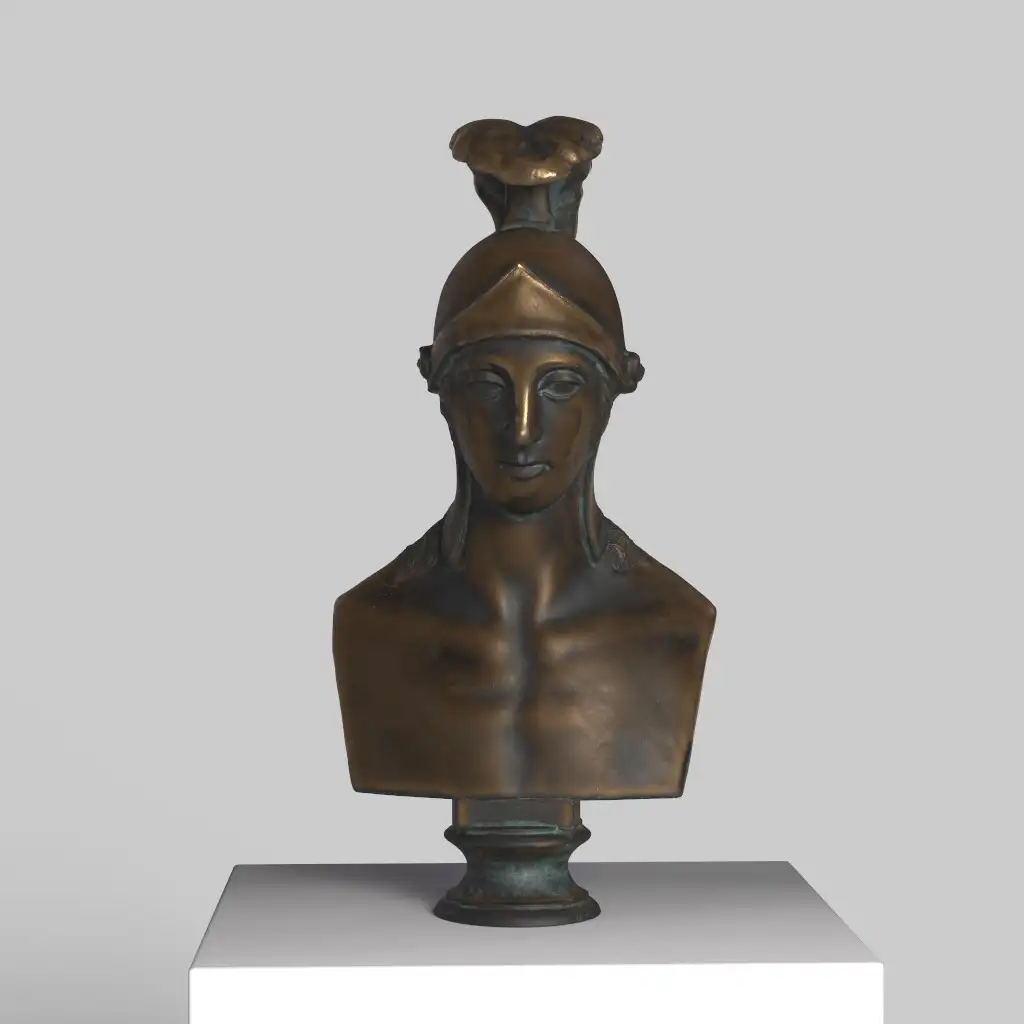Busto de Alcibíades en resina con efecto de mármol y bronce.