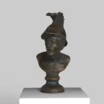 Busto de Ajax, guerrero de la mitología griega con escudo.