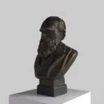Busto de Charles Darwin en resina con acabado marmoleado y bronceado.