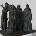 Escultura de Los Burgueses de Calais, mostrando a los seis ciudadanos en una procesión.