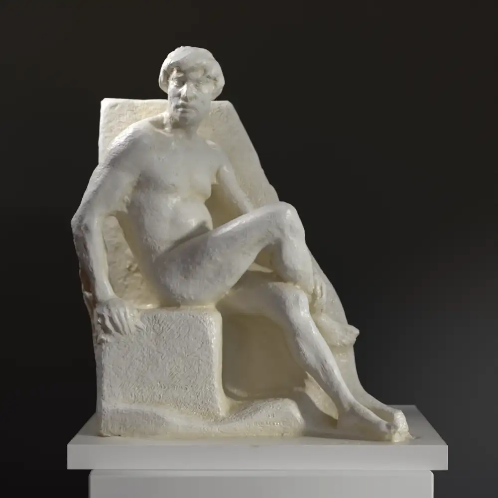 Escultura del Hombre Nude Sentado de Antoine Bourdelle, réplica en resina.