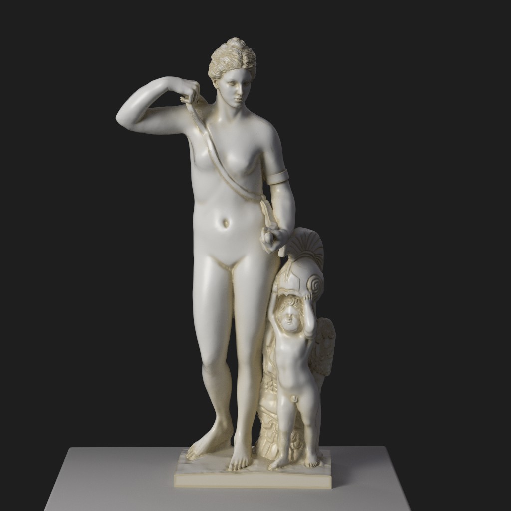 Escultura de Venus en Brazos, réplica en resina con efecto de mármol y bronce.
